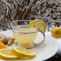 Lemon, ginger and honey tea in Winter